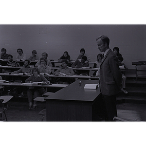 School of Law Professor Thomas Campbell teaching a class