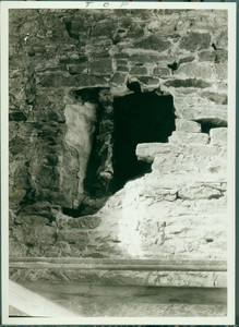 Discovered second story fireplace, north wall, Whitfield House, Guilford, Conn.
