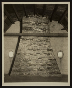 Interior view of the Craddock-Tufts House, chimney, Medford, Mass., undated