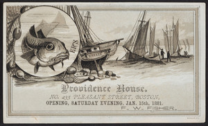 Trade card for the Providence House, lodging house, No. 235 Pleasant Street, Boston, Mass., January 15, 1881