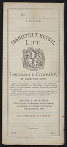 Insurance policy application for the Connecticut Mutual Life Insurance Company of Hartford, Connecticut, Baltimore, Maryland, dated June 5, 1886