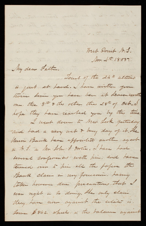 Thomas Lincoln Casey to General Silas Casey, November 4, 1855