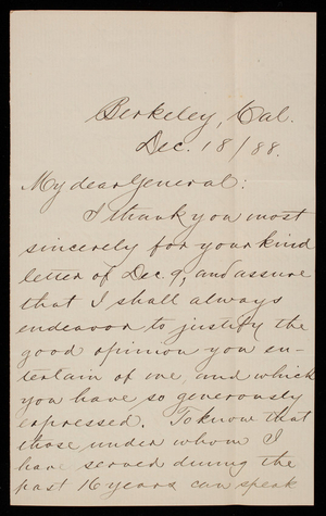 [Charles] G. Love to Thomas Lincoln Casey, December 18, 1888