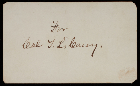 D. M. Key to Thomas Lincoln Casey, undated [January 1878]