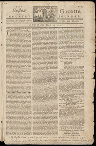 The Boston-Gazette, and Country Journal, 9 March 1772