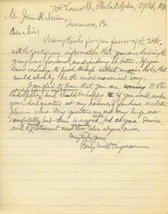 Letter from Benjamin Smith Lyman to John R. Neison