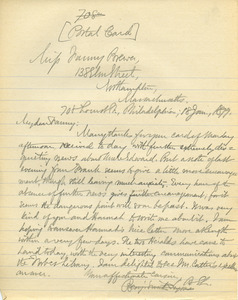 Letter from Benjamin Smith Lyman to Fanny Brewer