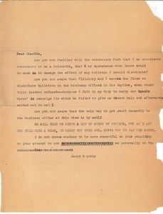 Letter from Henry Harris to Charles L. Whipple