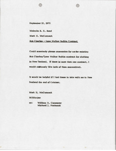 Memorandum from Mark H. McCormack to Malcolm B. S. Bund