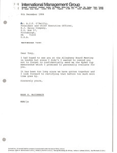 Letter from Mark H. McCormack to A. J. F. O'Reilly