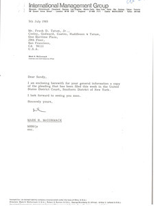 Letter from Mark H. McCormack to Frank D. Tatum