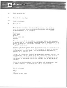 Memorandum from Mark H. McCormack to Betsy Goff and Jean Sage