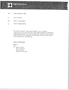 Memorandum from Mark H. McCormack to Jan Steinmann
