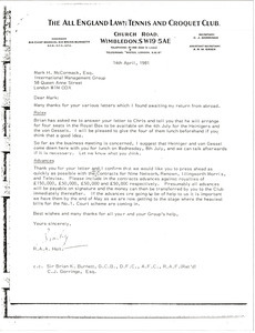 Letter from R. A. A. Holt to Mark H. McCormack