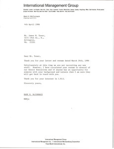 Letter from Mark H. McCormack to James M. Toner