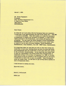 Letter from Mark H. McCormack to Bruce Rappaport