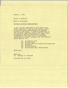 Memorandum from Mark H. McCormack to Maura A. Schwartz
