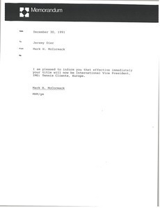 Memorandum from Mark H. McCormack to Jeremy Dier