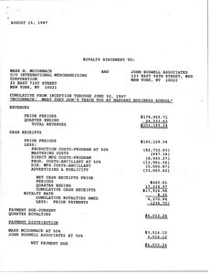 Royalty statement