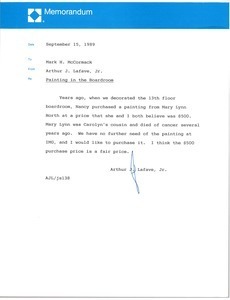 Memorandum from Arthur J. Lafave Jr. to Mark H. McCormack