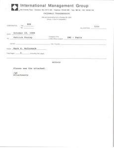 Fax from Mark H. McCormack to Patrick Proisy