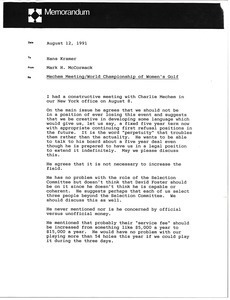 Memorandum from Mark H. McCormack to Hans Kramer