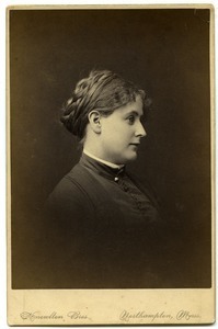 Harriet Preble Thacher Lathe: half-length studio portrait, in profile