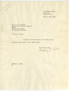 Letter from Godfrey L. Cabot to W. E. B. Du Bois