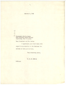 Letter from W. E. B. Du Bois to John W. Davis