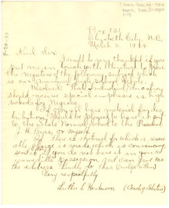 Letter from Luther L. Henderson to W. E. B. Du Bois