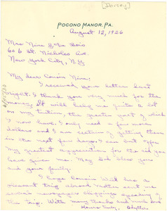 Letter from Edith Dorsey to Nina G. Du Bois