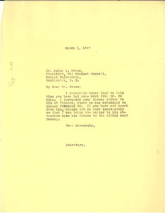 Letter from Marvel K. Jackson to Nolan A. Owens