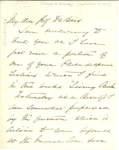Letter from Joseph H. Johnson to W. E. B. Du Bois