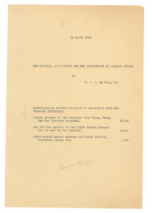 Invoice from W. E. B. Du Bois to NAACP