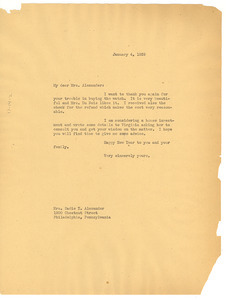 Letter from W. E. B. Du Bois to Lillian Alexander