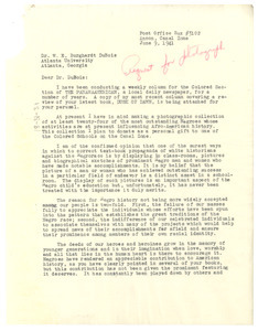 Letter from G. W. Westerman to W. E. B. Du Bois