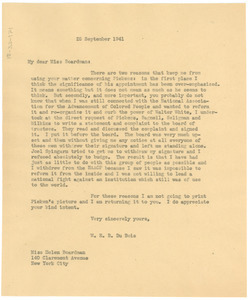 Letter from W. E. B. Du Bois to Helen Boardman