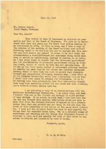 Letter from W. E. B. Du Bois to Trevor Arnett