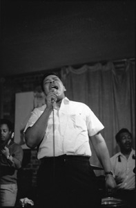 James Cotton at Club 47: James Cotton singing with Luther Tucker playing guitar at left, and Francis Clay playing drums at right