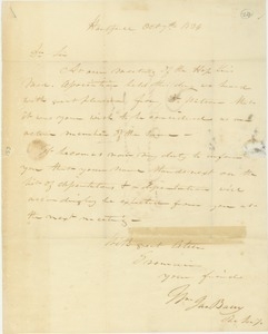 Letter from William G. Barry to Erasmus Darwin Hudson