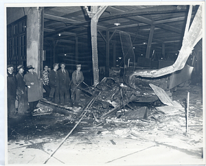 Egleston Station accident, view of wreckage of streetcar