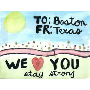 Card to Boston from a student at Cedar Ridge High School (Round Rock, Texas)