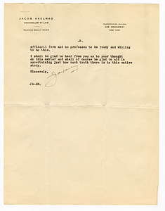 Letter from Jacob Axelrad to Robert Morss Lovett, September 27, 1929