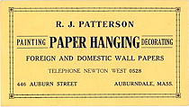 R. J. Patterson Advertising Card