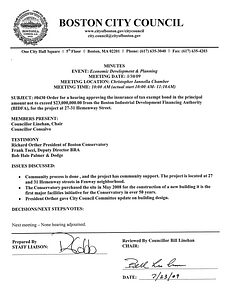 Committee on Economic Development and Planning meeting minutes, March 30, 2009