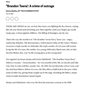'Brandon Teena': A Crime of Outrage