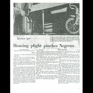 Photocopy of Christian Science Monitor article, Housing plight pinches negroes