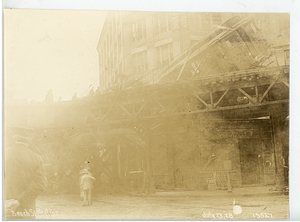 Beach Street Station accident, view from street of tracks and car