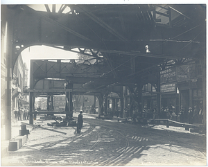 Dudley Street accident, view below tracks of supports