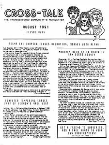 Cross-Talk The Transgender Community News & Information Monthly, No. 27 (August, 1991)